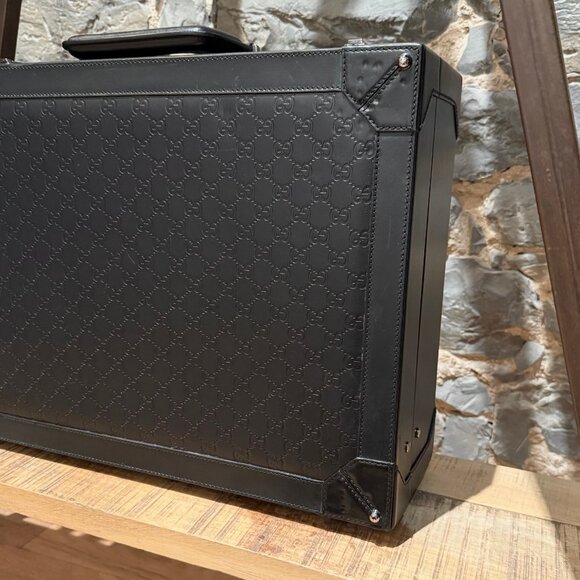 Gucci Black Leather Guccissima GG Embossed Trunk Suitcase - Picture 6 of 16
